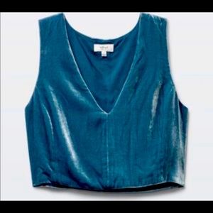 Aritzia Wilfred with Silk crop top in Blue Velvet size XS